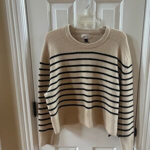 Cream sweater w/black stripes, size XL